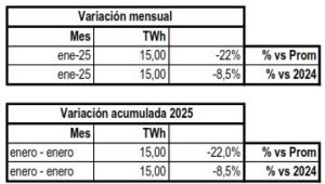 Variación consumo Gas Febrero 2025